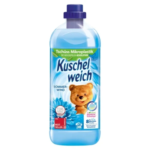 KUSCHELWEICH Sommerwind Płyn do Płukania Tkanin 1 L (43 Prania) – Niemiecki Skoncentrowany Płyn do Płukania Tkanin