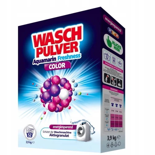 WASCH PULVER Aquamarin Freshness Color Proszek do Prania Tkanin Kolorowych 3,9 kg (52 Prania)