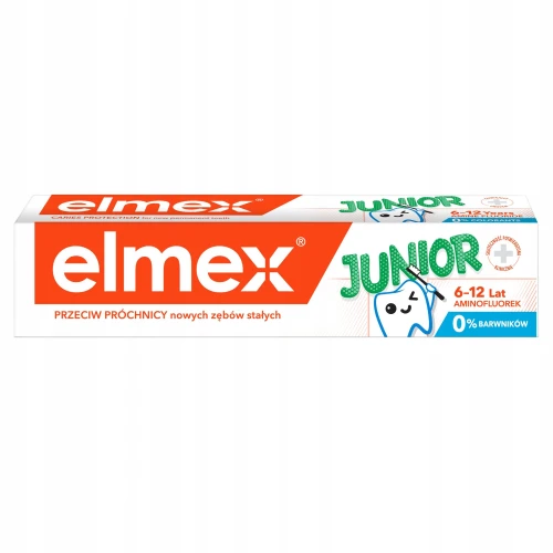 ELMEX Junior Pasta do Zębów dla Dzieci 6–12 Lat 75 ml – Skuteczna Ochrona Nowych Zębów Stałych przed Próchnicą