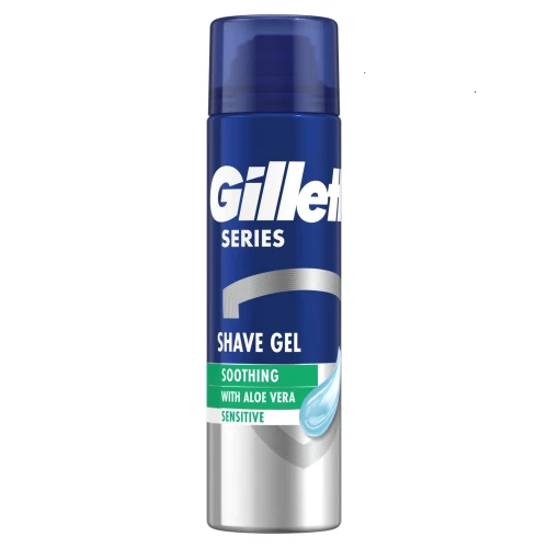 GILLETTE Series Sensitive Żel do Golenia dla Mężczyzn 200 ml – Łagodzący Żel z Aloesem do Skóry Wrażliwej