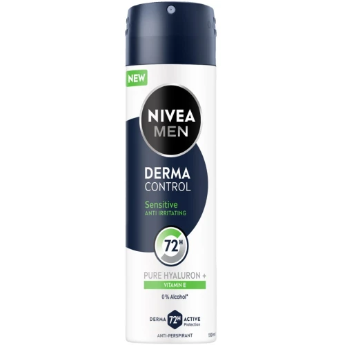 NIVEA MEN Derma Control Sensitive Antyperspirant w Sprayu dla Mężczyzn 150 ml – Męski Dezodorant do Skóry Wrażliwej