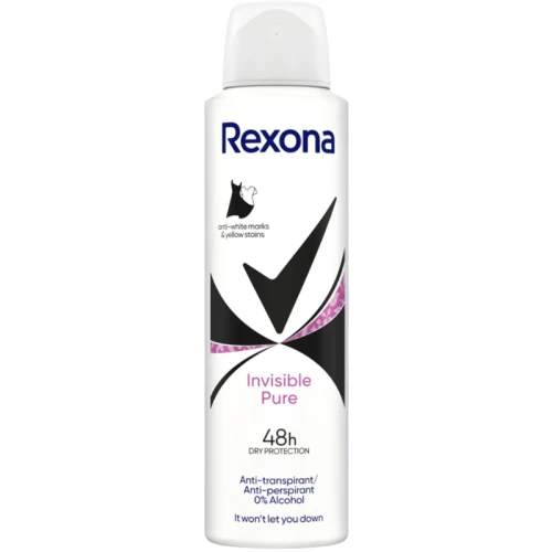 REXONA Invisible Pure Antyperspirant w Sprayu dla Kobiet 150 ml – Damski Dezodorant Ochronny