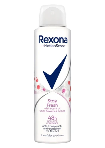 REXONA MotionSense Stay Fresh White Flowers & Lychee Antyperspirant w Sprayu dla Kobiet 150 ml – Damski Dezodorant Ochronny