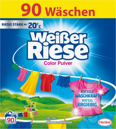 WEIßER RIESE Color Pulver Proszek do Prania Tkanin Kolorowych – Niemiecki Proszek do Prania 4,5 kg (90 Prań)