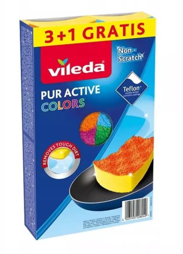VILEDA   Zmywak kuchenny 3+1szt Pure Active Color Teflon /16/