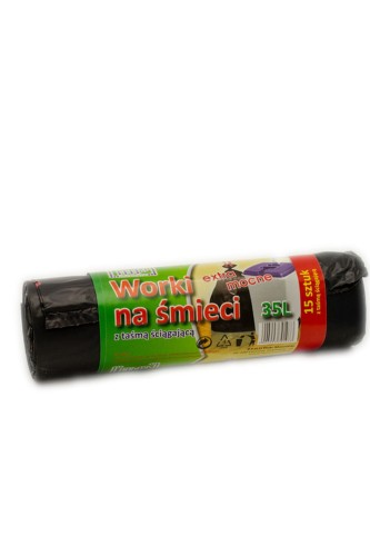 MP   Worki na śmieci z taśmą 35l 15szt czarne /30/