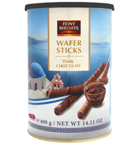 FEINY BISCUITS   Rurki waflowe z ciemną czekoladą 400g AT