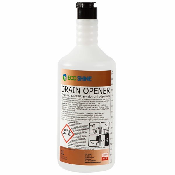 ECO SHINE   Drain Opener 1l Preparat udrażniający do rur i odpływów /12/ - Sklep i hurtownia FH German