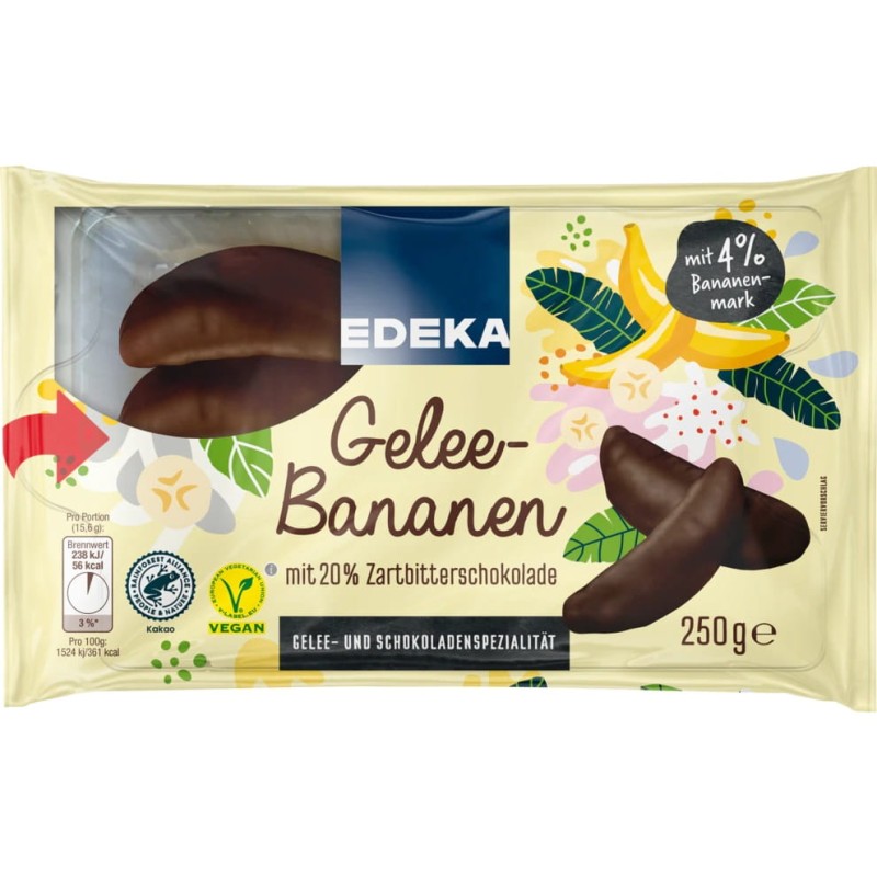 EDEKA   Galaretki bananowe w polewie czekoladowej 250g DE /10/ - Sklep i hurtownia FH German