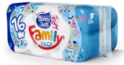 BUNNY   Papier toaletowy 16 rolek biały Family Pack 3-warstwy