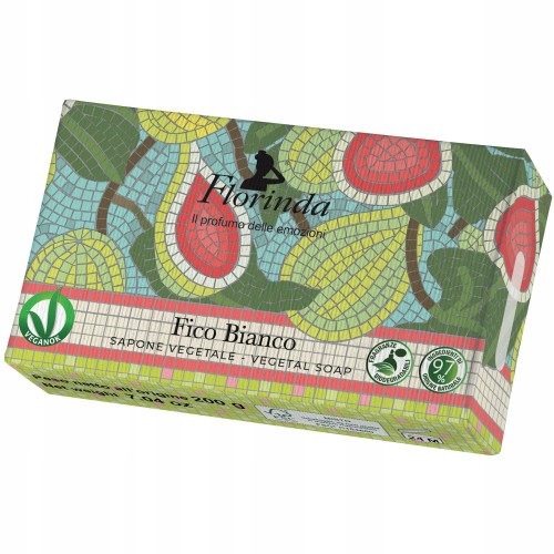 Florinda Mydło Naturalne Białe Figi 200 g – Roślinne Mydło z Włoch
